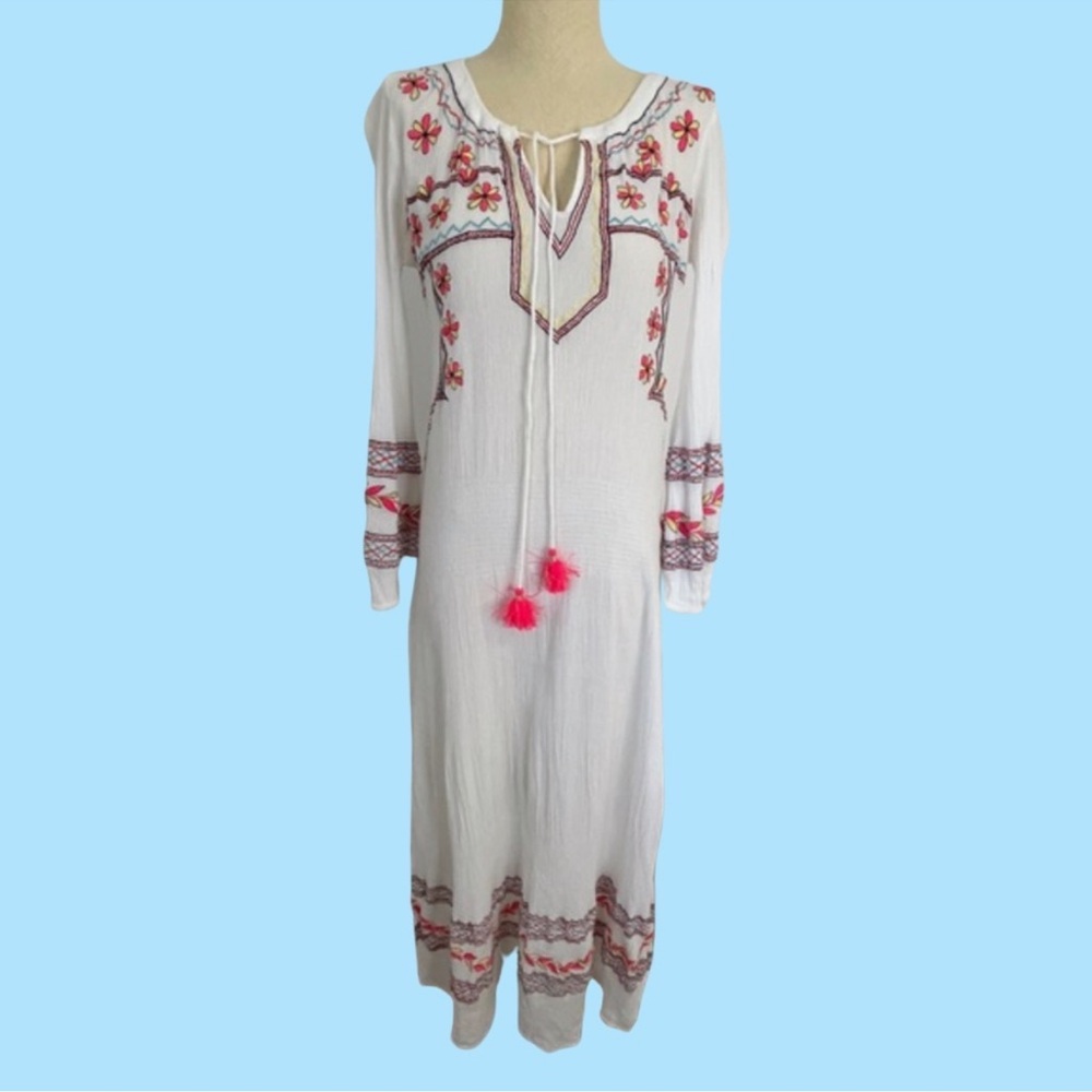 Jen's Pirate Booty Boho Embroidered Floral Maxi Dress Size Medium Preowned